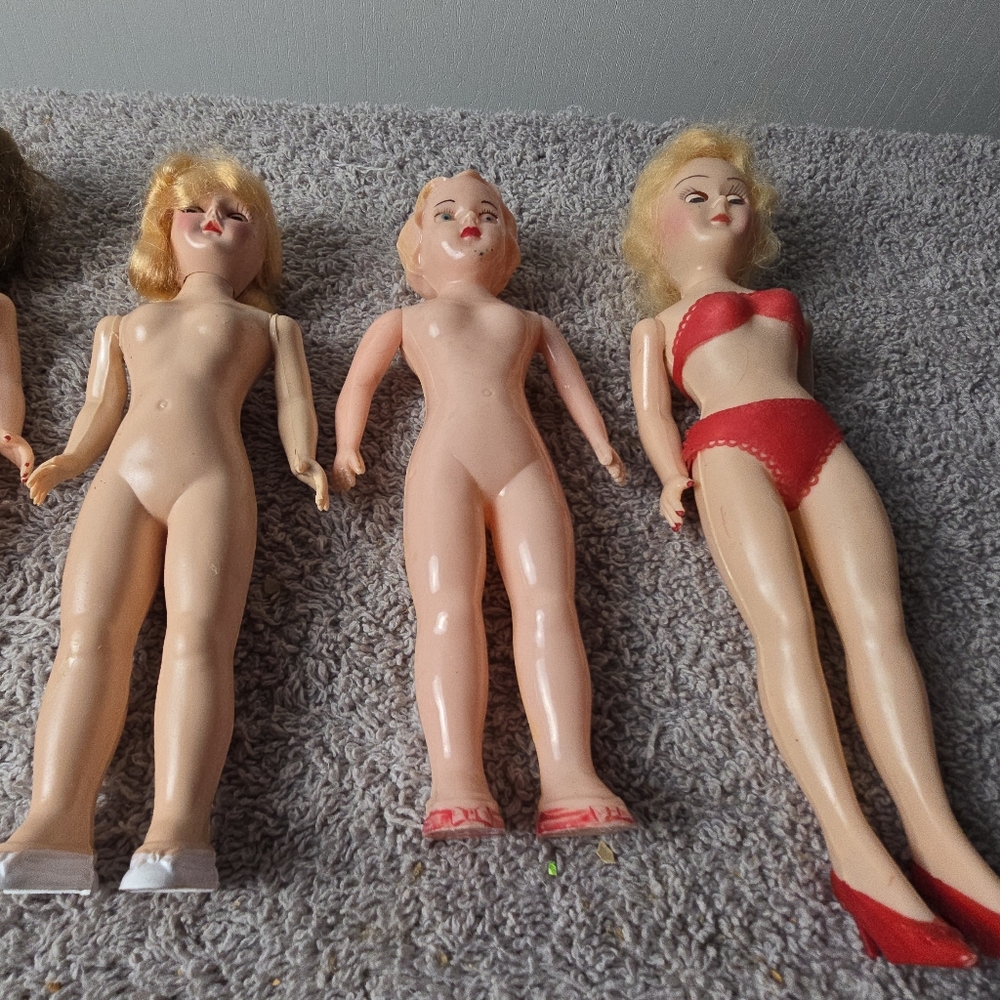 Vintage 2 Sleepy Eye Dolls And 2 Hard Plastic Dolls - Picture 3 of 12